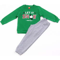 TraX Let It Snow Παιδική Πιτζάμα Βαμβακερή Χειμωνιάτικη Πράσινη 40996
