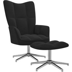 vidaXL Πολυθρόνα Relax με Υποπόδιο Βελούδινη Μαύρη 328134
