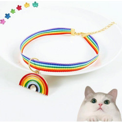 5 PCS Pet Rainbow Pendant Ρυθμιζόμενο κολάρο Cat Dog Bunny Bell Accessories Collar, Μέγεθος: M 25-30cm (Πολύχρωμο) (OEM)
