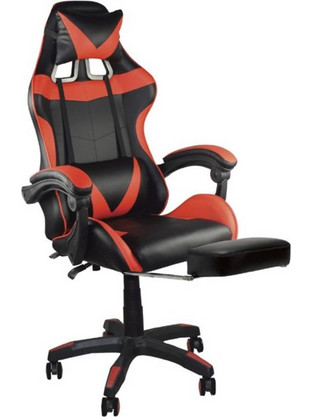 Woodwell BF7860 Καρέκλα Gaming Δερματίνης με Υποπόδιο Μαύρη Κόκκινη ΕΟ581,1