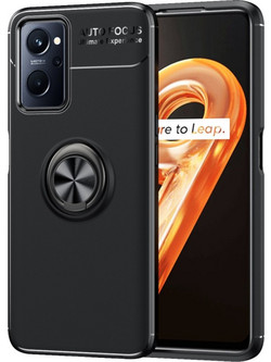 Ancus AutoFocus Shock Proof Ring Holder Back Cover Black (Realme 9i)