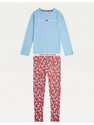 Tommy Hilfiger Παιδική Πιτζάμα Βαμβακερή Χειμωνιάτικη Κόκκινη Γαλάζια UG0UG00406-0SP