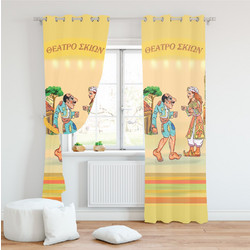Mc Decor Παιδική Κουρτίνα με Τρουκς 140x280 Καραγκιόζης Βεζυροπούλα Yellow