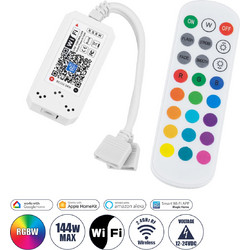 GLOBOSTAR(R) 73404 SPECTRUM RGBW Controller 4CH DC 12-24V 12A 288W Max IP20 - WiFi + RF 2.4GHz Ασύρματο Χειριστήριο - M5.5xΠ3xΥ2cm