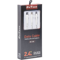 Καλώδιο 3 σε 1 Micro USB, Lightning, Type-C, 1.0m, Λευκό DeTech DE-C40