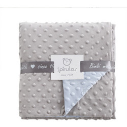 BimbiDreams Bimbi Pirulos Dots Κουβέρτα Αγκαλιάς Βελουτέ 80x100 Γκρι Γαλάζια