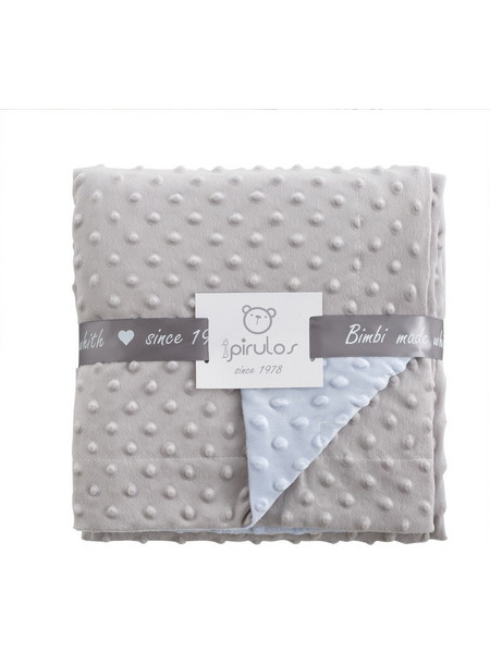 BimbiDreams Bimbi Pirulos Dots Κουβέρτα Αγκαλιάς Βελουτέ 80x100 Γκρι Γαλάζια