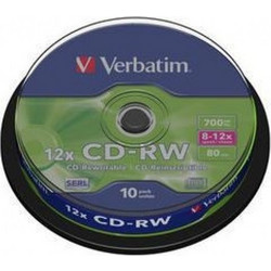 CD-RW VERBATIM 43480 SERL 700MB 12X SCRATCH RESISTANT SURFACE. 43480