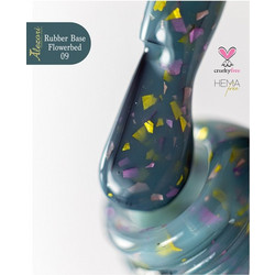 Alezori Flowerbed 09 Rubber Base Glitter Ημιμόνιμο Βερνίκι Νυχιών 15ml