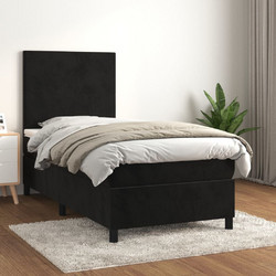 vidaXL Κρεβάτι Boxspring με Στρώμα Μαύρο 100x200cm 3142889