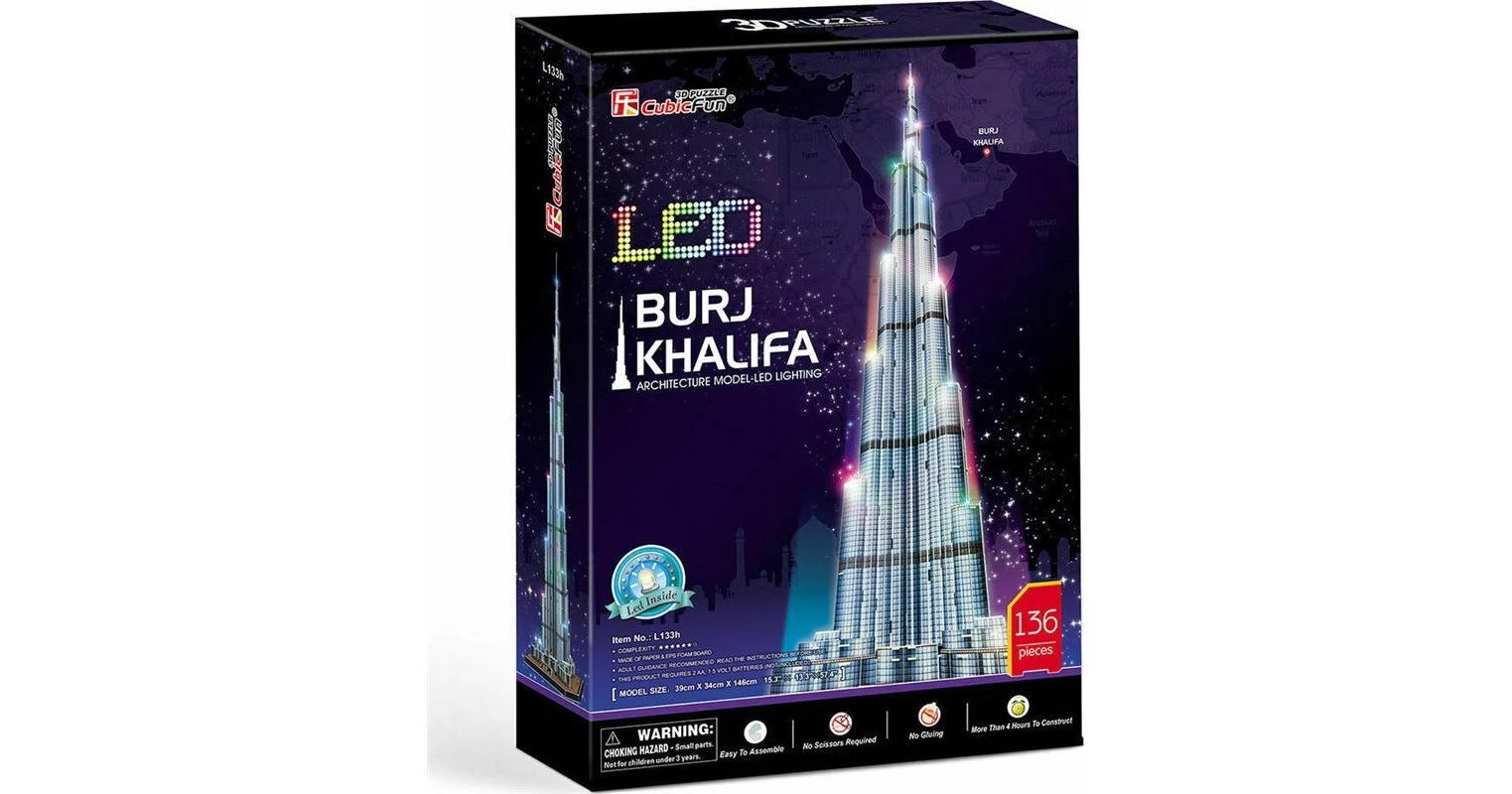 Puzzle CubicFun LED Burj Khalifa 3D 136 Κομμάτια BestPrice.gr