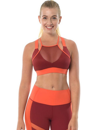 Beachbody Sheer Stripe Αθλητικό Μπουστάκι με Μέτρια Στήριξη Κόκκινο 122543-113
