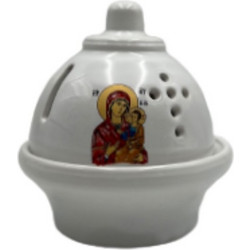 Kαντήλι Θόλος Θεομήτωρ Kεραμικό 13x14cm Λευκό