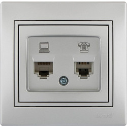 Lezard Πρίζα RJ11+RJ45 Cat 6 Ασημί Mira (Πλήρης) 701.1010144