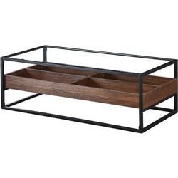 Nextdeco Τραπεζάκι Σαλονιού Γυάλινο με Μεταλλική Βάση Μ120xΠ60xΥ40cm 18870-2