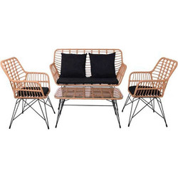 Woodwell Salsa Max Σετ Σαλόνι Κήπου Rattan 4τμχ Μπεζ Ε285,S