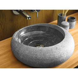 Νιπτήρας Επιτραπέζιος Πέτρινος Bati Stoone Nadia Grey-Black O40cm x 13cm