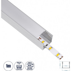 GLOBOSTAR ALP-LINEAR LIGHTLINE 70867-1M Επιφανειακό Προφίλ Αλουμινίου με Λευκό Γαλακτερό Πατητό Κάλυμμα για Ταινίες LED IP20 - Ασημί & Λευκό - Μ100 x Π2.3 x Υ2cm