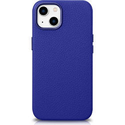iCarer Litchi Premium Leather Case iPhone 14 Plus Magnetic Leather Case with MagSafe Dark Blue (WMI14220711-DB)