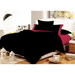 Komvos Σετ Σεντόνια Μονά 160x240 Black-Red