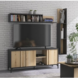 Esteban σύνθεση τοίχου 190x40x200εκ. Helvezia Oak / Μαύρο