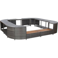 vidaXL Πλαίσιο Σπα/Υδρομασάζ Τετράγωνο Γκρι 268x268x55 εκ Συνθ. Ρατάν
