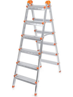 Perilla Double Step Διπλή Σκάλα Μεταλλική 2x6 Σκαλοπάτια PER12606