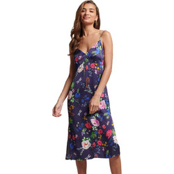 Superdry Satin Cami Midi Καλοκαιρινό Φόρεμα για Γάμο / Βάπτιση Floral Σατέν Navy Μπλε W8011421A-9VX