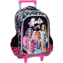 Gim Barbie Extra Σχολική Τσάντα Τρόλεϊ Δημοτικού Μαύρη Ροζ 349-76074