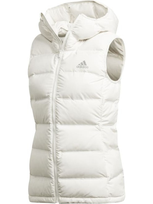 Adidas HELIONIC Αμάνικο Γυναικείο Μπουφάν Χειμωνιάτικο Κοντό Λευκό DW9277