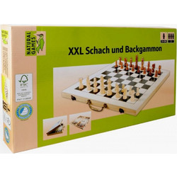 Natural Games Σκάκι - Τάβλι Ξύλινο με Πιόνια & Πούλια 43x43cm 61129839