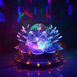 6W Voice Controlled Auto Rotating Lotus Party Stage Lamp , 48 + 3 LED RGB Four Color Light(Transparent) (OEM)