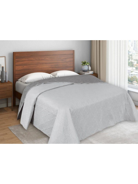 Κουβερλί Διπλής Όψεως Microfiber Geo Γαρύφαλλο - Ανοικτό Γκρι, 240x260