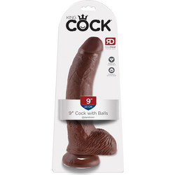 Pipedream King Cock 9" Ρεαλιστικό Dildo με Βεντούζα & Όρχεις 23cm Καφέ