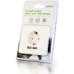 Energenie AC wall socket with 2 port USB charger 2.4A EG-ACU2A2-01