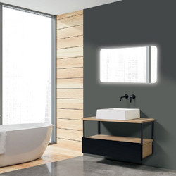 Mabo Iron Natural Σετ Έπιπλο Μπάνιου με Καθρέπτη 100x50cm