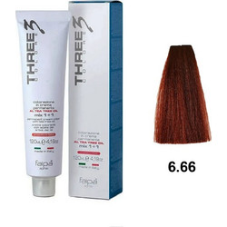 Faipa Three Color 6.66 Ξανθό Σκούρο Έντονο Κόκκινο Μόνιμη Βαφή Μαλλιών 120ml