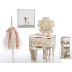 Bellissimo Σετ Βάπτισης με Μπουντουάρ για Κορίτσι Flower Boudoir ΣΚΒ-1061