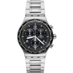 Swatch Night Flight Ανδρικό Ρολόι Χρονογράφος με Ασημί Μεταλλικό Μπρασελέ YVS444G