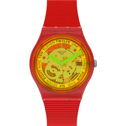 Swatch Monthly Drops Γυναικείο Ρολόι με Κόκκινο Καουτσούκ Λουράκι GR185