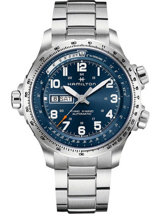Hamilton Khaki Aviation Ανδρικό Ρολόι Χρονογράφος Αυτόματο με Ασημί Μεταλλικό Μπρασελέ H77765141