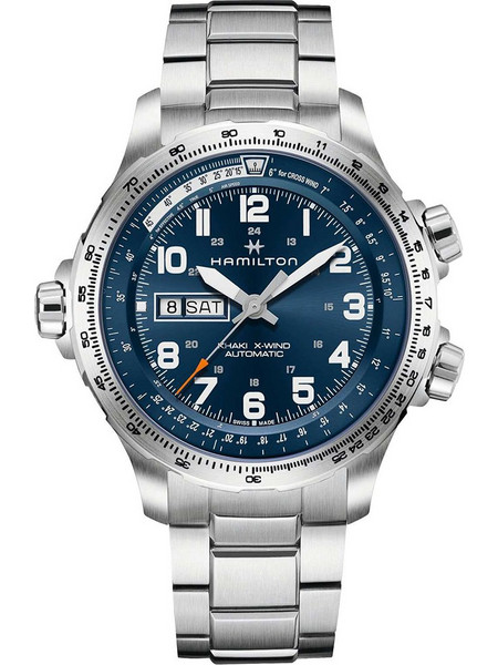 Hamilton Khaki Aviation Ανδρικό Ρολόι Χρονογράφος Αυτόματο με Ασημί Μεταλλικό Μπρασελέ H77765141