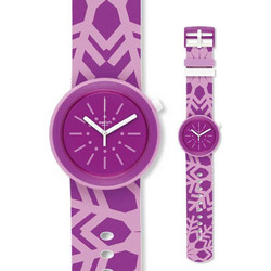 Swatch Flocpop Γυναικείο Ρολόι με Μωβ Καουτσούκ Λουράκι PNP102
