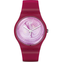 Swatch Onione Γυναικείο Ρολόι με Μπορντό Καουτσούκ Λουράκι SUOP105