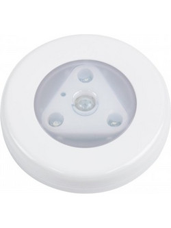 GloboStar(R) 79004 Φωτιστικό Νυκτός Μπαταρίας 3xAAA (Δεν Περιλαμβάνεται) LED SMD 5050 1W 80lm με Αισθητήρα Κίνησης και 3M Διπλής Όψης Αυτοκόλλητη Ταινία Αδιάβροχο IP44 Ψυχρό Λευκό 6000K D7.5 x H1.5cm