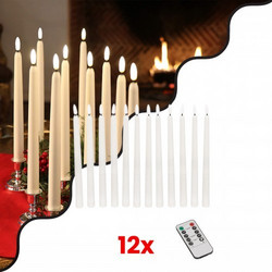 GLOBOSTAR(R) CANDLESTICKS 79564 Διακοσμητικό Κερi Κηροπηγίου με Εφέ Κινούμενης Φλόγας & IR Ασύρματο Χειριστήριο LED 0.5W 25lm 180 DC 3V με 2xAA Μπαταρίες IP20 Θερμό Λευκό 2700K - Λευκό - Μ2 x Π2 x Υ27