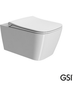 Λεκάνη Κρεμαστή Πορσελάνης GSI Nubes Swirlflush 55 εκ. με Κάλυμμα Duroplast Slim Soft Close 961500C-300 Λευκό