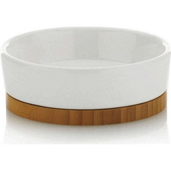Σαπουνοθήκη Natura 20969 Φ12x4cm White-Natural Kela Bamboo,Κεραμικό