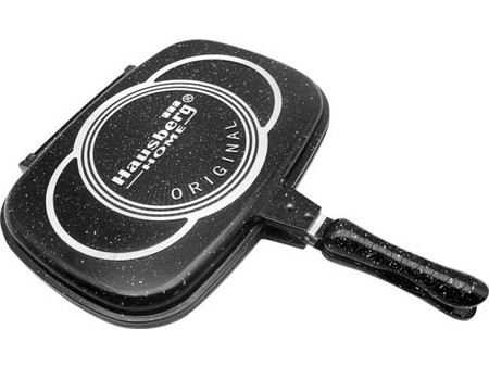 Hausberg Black Διπλό Τηγάνι Αλουμινίου Αντικολλητικό Μαρμάρινη Επίστρωση 36cm