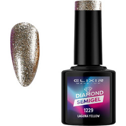 Elixir Diamond Semi Gel 1229 Laguna Yellow Glitter Ημιμόνιμο Βερνίκι Νυχιών 8ml